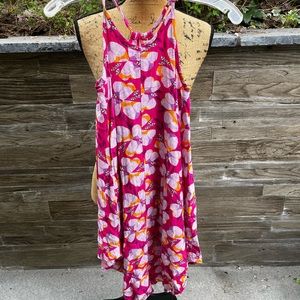 Girls Pink Printed Hanker-chief dress